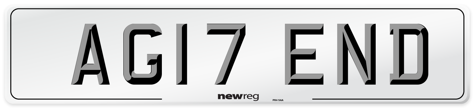 AG17 END Number Plate from New Reg